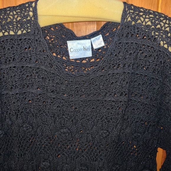Black long crochet look sweater. - Picture 2 of 2